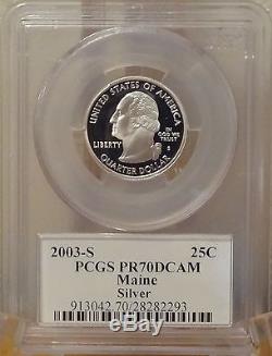 2003-s Silver Washington State Series Quarter Set Flag Labels Pcgs Pr70dcam