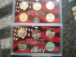 2004,2005,2006,2007 Silver Proof State Quarter Sets-20 different 90% proof Dcam
