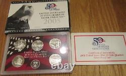 2004 2005 2006 2007 U. S. Mint Silver Quarter Proof Set 4 Sets Box and COA