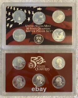 2004 2007 S SILVER Proof State Quarters Set With Box and COA 4 Sets