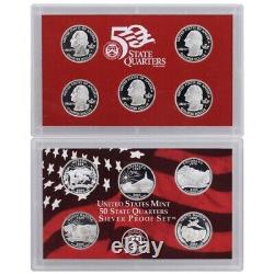2004 2007 S SILVER Proof State Quarters Set With Box and COA 4 Sets