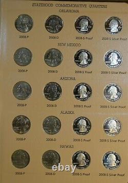 2004-2008 Complete Bu Washington Statehood Quarter Set With Proofs 100 Coins