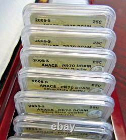2004-2008 Silver State Quarters Box Set, ALL 25 Silver Quarters ANACS PR70 DCAM