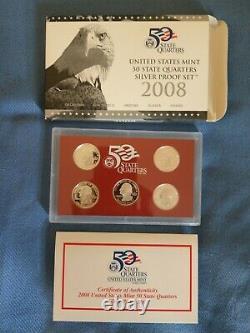 2004-2008 United States Mint 50 State Quarters Silver Proof Set