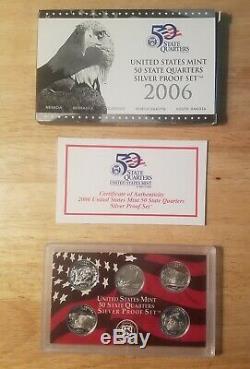 2004-2009 50 State Quarters Silver Proof Sets withboxes and COAs-31 coins total
