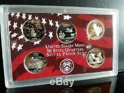 2004 2009 State Quarters SILVER Proof Set Run with Original Boxes & COAs