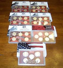 2004 2010 SILVER QUARTERS PROOF SETS All With ORIGINAL BOXES & COA'S