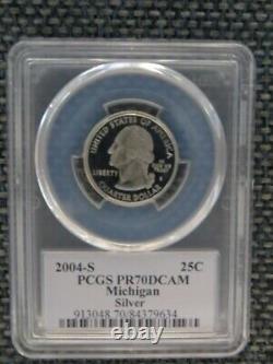 2004 SILVER Quarter (TX Michigan IA WI FL) State Flag 5 Coin Set PCGS PR70DCAM