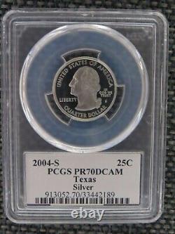 2004 SILVER Quarter (TX Michigan IA WI FL) State Flag 5 Coin Set PCGS PR70DCAM