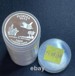 2004-S Florida State Silver Quarter Roll, 40 Coins 90% Silver Deep Cameo