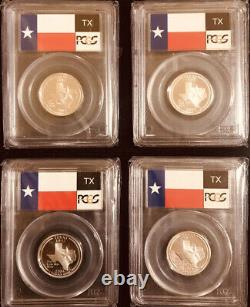 2004-S Silver Lot Of 4 Texas Quarters -PCGS PR69DCAM Flag Series Lot#71