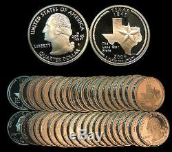 2004-S Texas Statehood 90% Silver Quarter Proof Roll Of 40 Coins