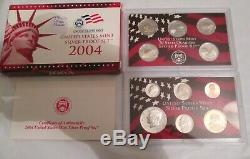 2004 Silver Proof Set 10 Sets U. S. Mint Box and COA 5 State Silver Quarters