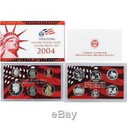 2004 Silver Proof set 10 Pack Kennedy, State quarters (OGP) 110 coins