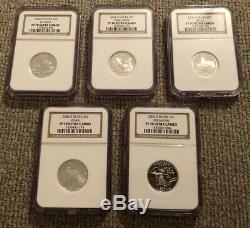 2004-s Silver Statehood Quarters Ngc Pf 70 Uc Ultra Year Set Of 5 Perfect Coins