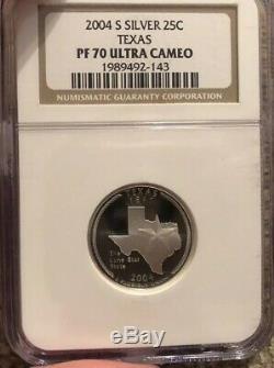 2004-s Silver Statehood Quarters Ngc Pf 70 Uc Ultra Year Set Of 5 Perfect Coins
