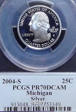2004-s Silver Washington State Series Quarter Set Flag Labels Pcgs Pr70dcam