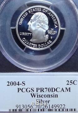 2004-s Silver Washington State Series Quarter Set Flag Labels Pcgs Pr70dcam