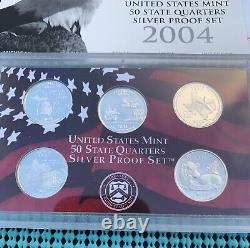 2004 thru 2008 U. S. Mint SILVER Proof State Quarter sets (25 quarters total)