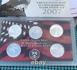 2004 thru 2008 U. S. Mint SILVER Proof State Quarter sets (25 quarters total)