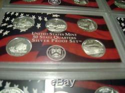 2004 to 2008 State Quarter Silver Proof Set Lot US Mint Packages with COAs