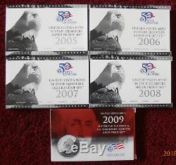 2005 2009 United States Mint 50 State Quarters SILVER Proof Sets 5 Year Run