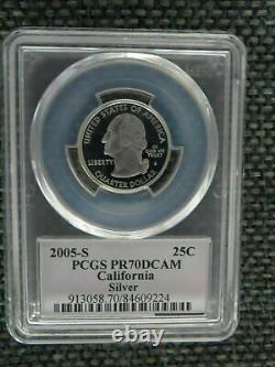 2005 SILVER Quarter (CA KS MN OR WV) PCGS PR70DCAM State Flag Label 5 Coin Set
