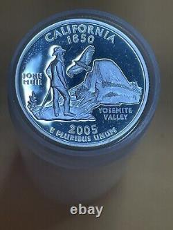 2005-S California State Silver Quarter Roll, 40 Coins 90% Silver Deep Cameo