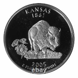 2005 S Kansas State Quarter 90% Silver Proof Roll 40 US Coins