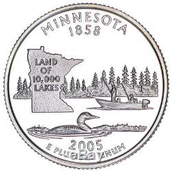 2005-S Minnesota Silver Proof Quarter roll 40 GEM coins tube $10 Face Value