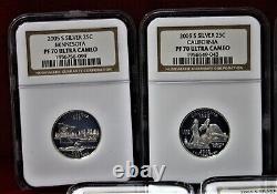 2005 S Silver State Quarters! Lot Of 5! Graded Pr70 Ultra Cam By Ngc