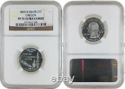 2005-S Sliver 25C PF 70 Ultra Cameo NGC State Quarters 5 Proof Coin Set