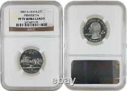 2005-S Sliver 25C PF 70 Ultra Cameo NGC State Quarters 5 Proof Coin Set
