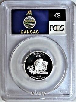 2005-s Silver Washington State Series Quarter Set Flag Labels Pcgs Pr70dcam