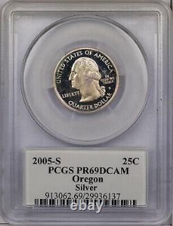 2005-s U. S 25 Cents State Quarter Oregon Pcgs Pr69 Dcam Proof Silver Gem (mr)