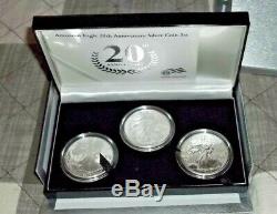2006 American Eagle 20th Anniversary Silver Coin Set 3 Coins
