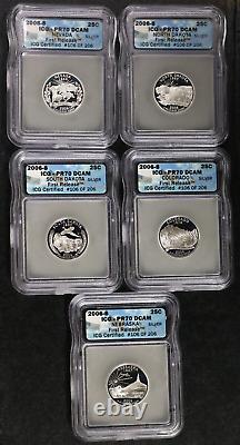2006-S ICG PR70 Silver Proof 2006 State Quarter Set of 5 Coins # 106 of 206