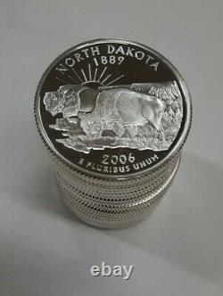 2006-S North Dakota State 90% Silver PF Quarter Part Roll 22 Coins in Tube