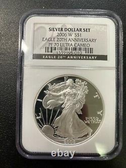 2006 W Proof Silver Eagle Ngc Pr-70 Dcam 20th Anniversary Certified Slab -$1