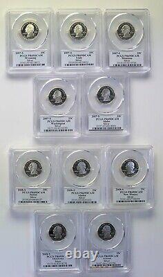 2007 & 2008 S State Proof SILVER PCGS 69 DCAM Ten Coin Quarter Set