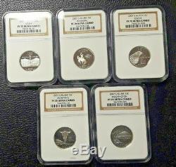 2007 S 25c Silver Quarter NGC PF70 Ultra Cameo 5 coin set WY, UT, WA, MT, ID