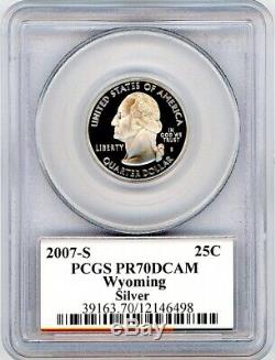 2007-S 25c Wyoming SILVER State Flag Label Quarter Proof PCGS PR70DCAM