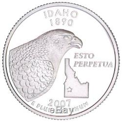 2007-S Idaho Silver Proof Quarter roll 40 GEM coins tube $10 Face Value