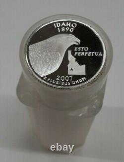 2007-S Idaho Statehood 90% Silver PF Quarter Roll 40 Coins in Tube