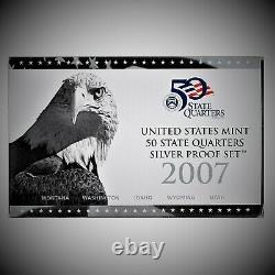2007 S Proof State Quarter Set 90% Silver Original Box & COA 5 Coins US Mint? 315