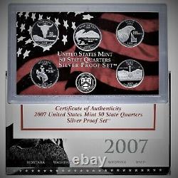 2007 S Proof State Quarter Set 90% Silver Original Box & COA 5 Coins US Mint? 315