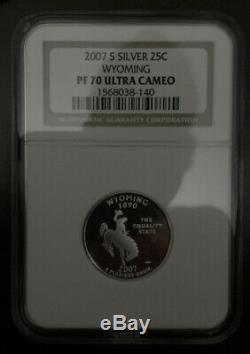 2007 S SILVER 25c WYOMING STATE QUARTER NGC PF70 ULTRA CAMEO