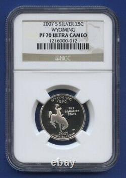 2007 S SILVER 25c WYOMING STATE QUARTER NGC PF70 ULTRA CAMEO