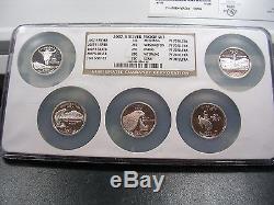 2007-S SILVER PROOF STATE QUARTERS 5 Coin Set NGC PR 70 UC