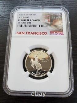 2007 S Silver 25C Wyoming State Quarter NGC PF 70 Ultra Cameo